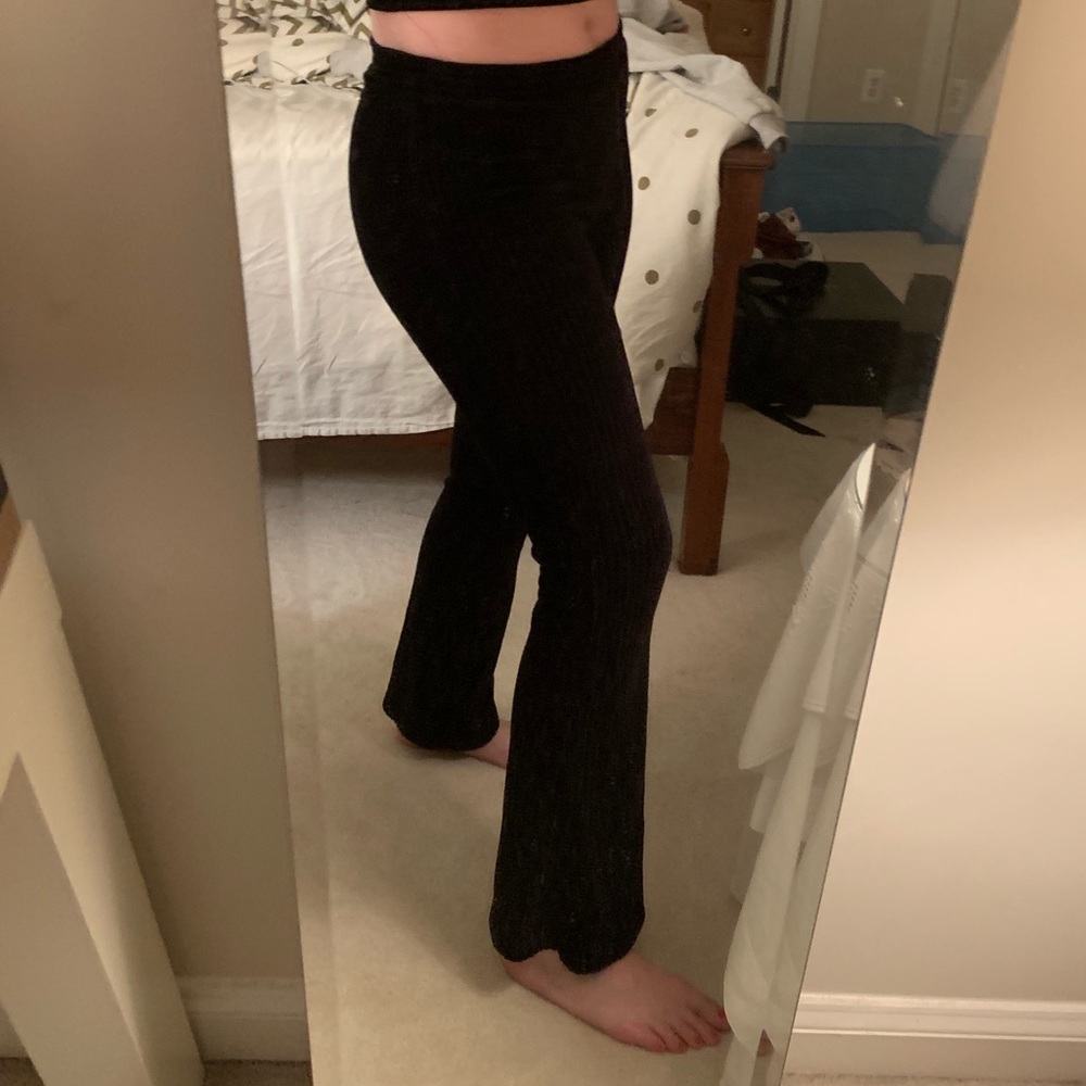 Black velvet bell bottoms